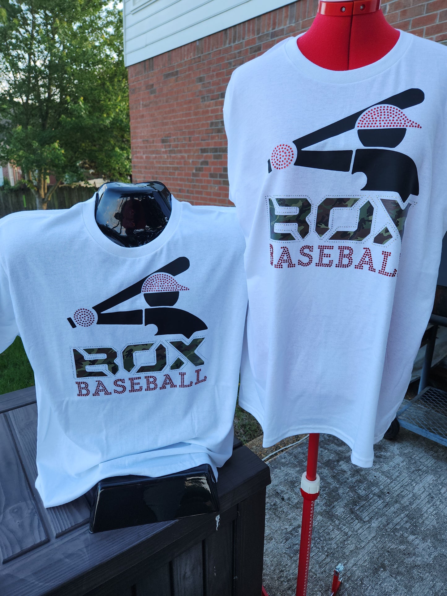 Box Baseball HTV & Rhinestone Tee