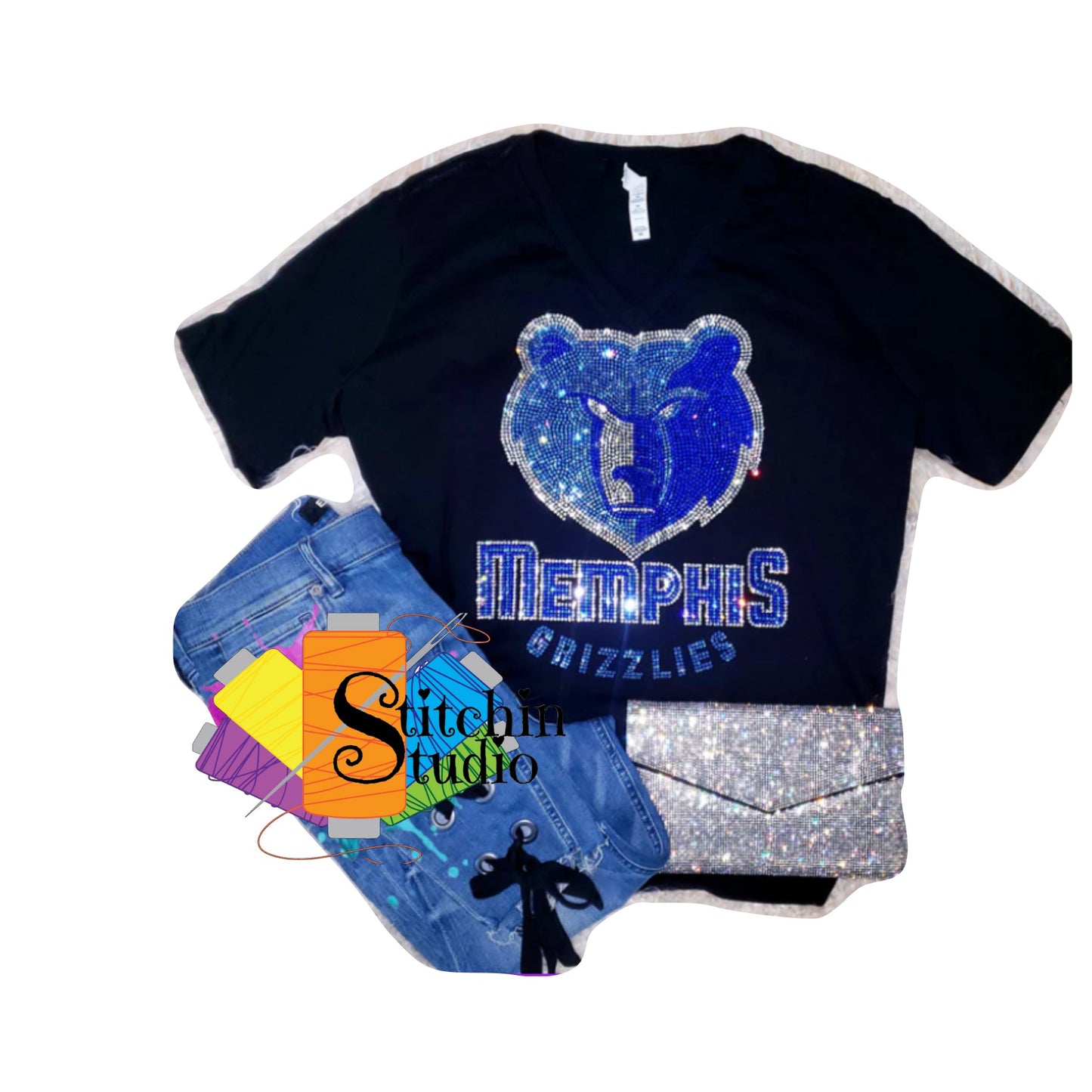 Memphis Grizzlies Rhinestone Tee