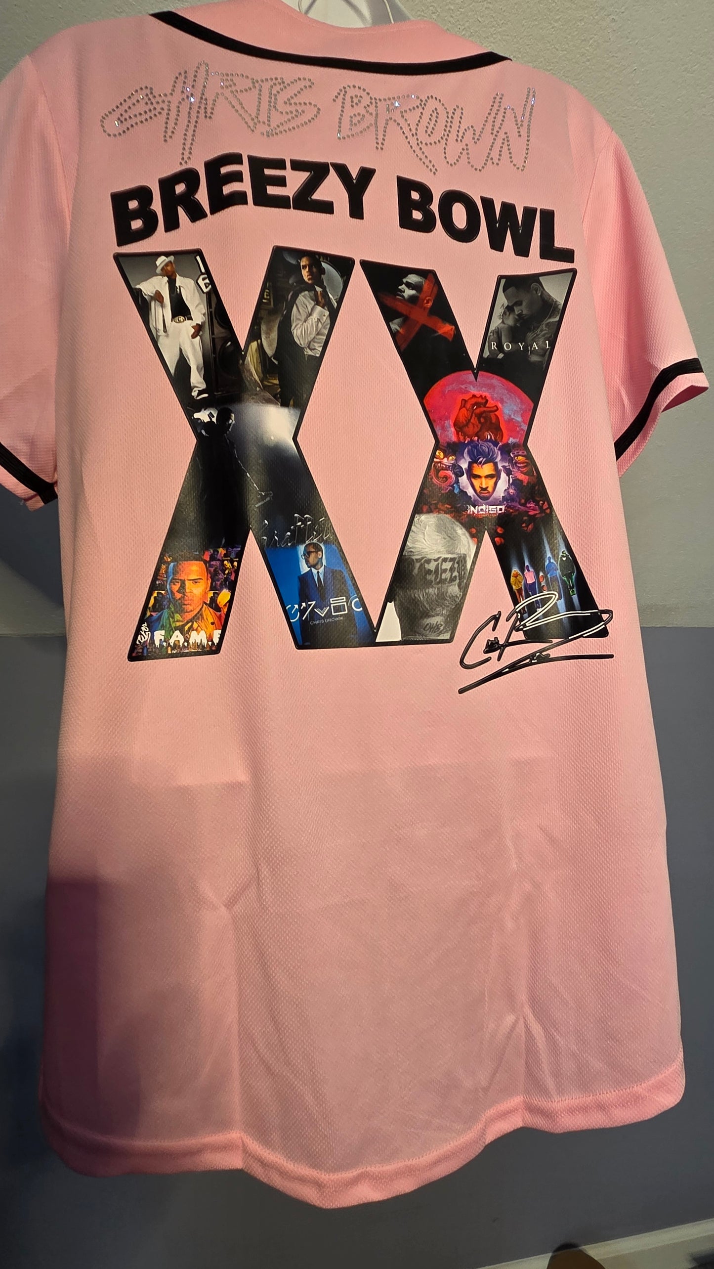 Pink Chris Brown Baseball Jersey
