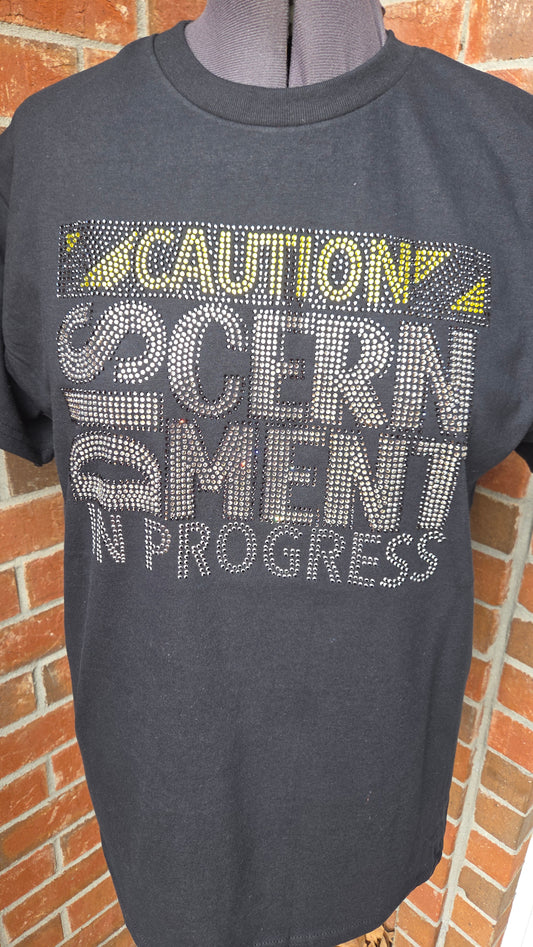 Caution Discernment In Progress Rhinestone Tee