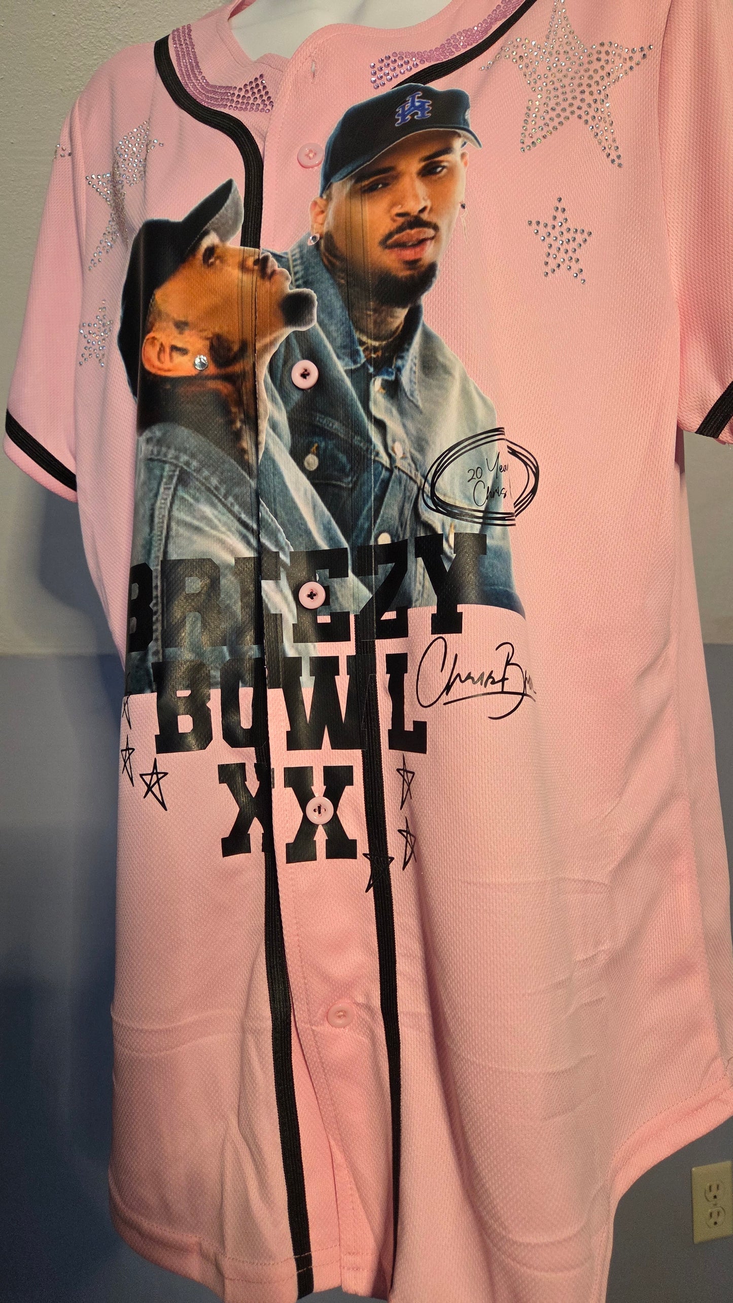 Pink Chris Brown Baseball Jersey