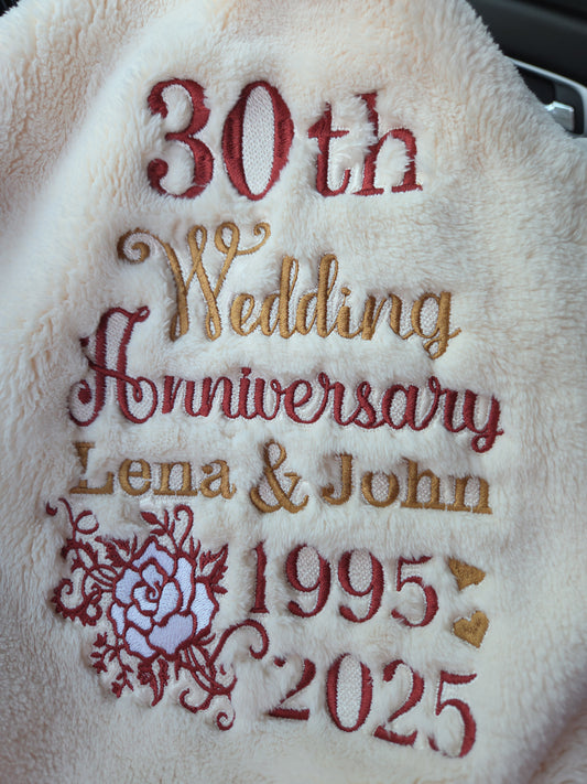 Embroidered Anniversary Throw